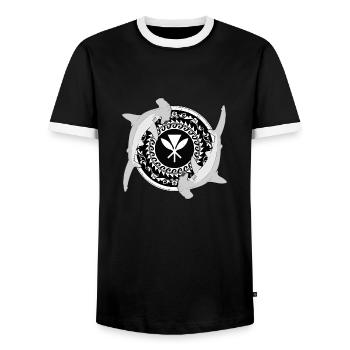 Requin-marteau Kanaka Maoli - T-shirt contrasté Homme - noir/blanc - Devant - AI Model Female 172 light (172cm) & AI Model Male 178 light (178cm)