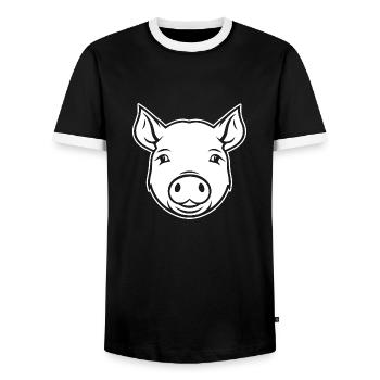 Truie cochonne - T-shirt contrasté Homme - noir/blanc - Devant - AI Model Female 172 light (172cm) & AI Model Male 178 light (178cm)