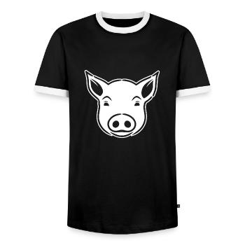 Truie cochonne - T-shirt contrasté Homme - noir/blanc - Devant - AI Model Female 172 light (172cm) & AI Model Male 178 light (178cm)