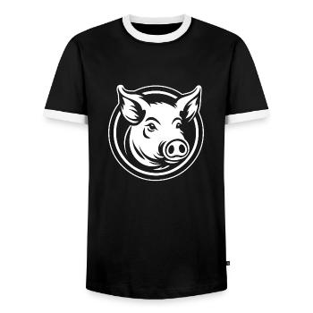 Truie cochonne - T-shirt contrasté Homme - noir/blanc - Devant - AI Model Female 172 light (172cm) & AI Model Male 178 light (178cm)