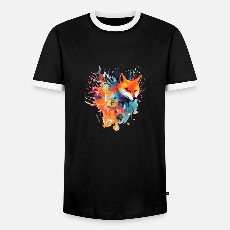 Jou the phoenix fox - Men's Ringer Shirt - black/white