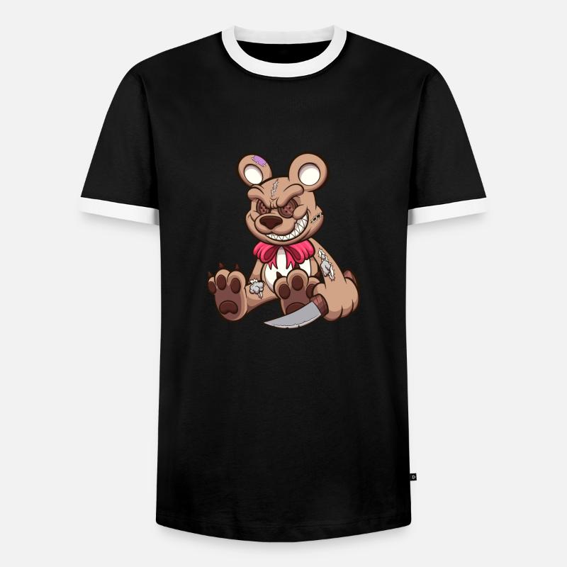 Evil Teddy Bear - Men's Ringer Shirt - black/white
