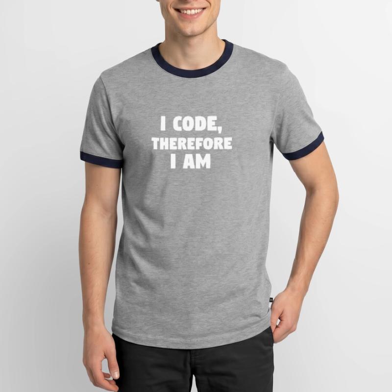 I Code, Therefore I Am! #ProgrammingLife Männer Kontrast-T-Shirt