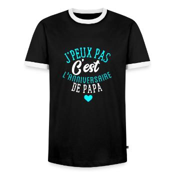 Joyeux anniversaire papa - T-shirt contrasté Homme - noir/blanc - Devant - AI Model Female 172 light (172cm) & AI Model Male 178 light (178cm)