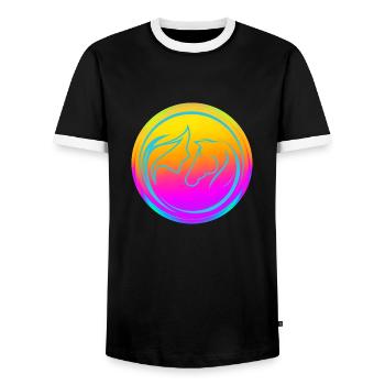 Neon Horse Lover - Männer Kontrast-T-Shirt - Schwarz/Weiß - Vorne - AI Model Female 172 light (172cm) & AI Model Male 178 light (178cm)