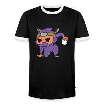 Feu de camp Guimauve Mignon Enfants Smore Ninja - T-shirt contrasté Homme - noir/blanc - Devant - AI Model Female 172 light (172cm) & AI Model Male 178 light (178cm)