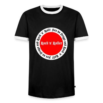 Sex no Drugs et Rock n Roll - T-shirt contrasté Homme - noir/blanc - Devant - AI Model Female 172 light (172cm) & AI Model Male 178 light (178cm)