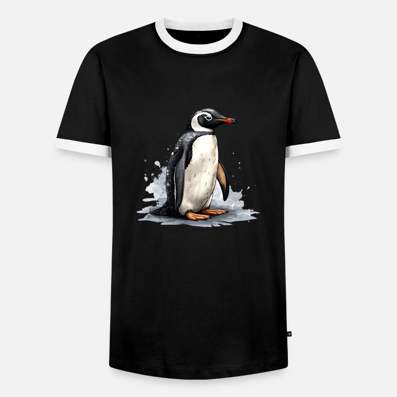 Pinguin auf Eisscholle - Männer Kontrast-T-Shirt - Schwarz/Weiß