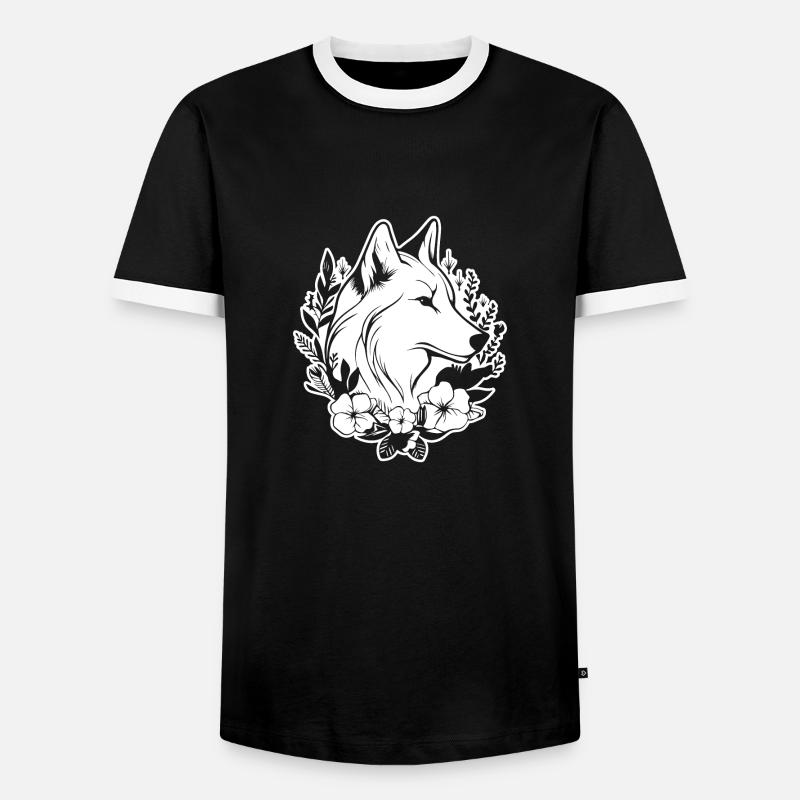 Wolf - Männer Kontrast-T-Shirt - Schwarz/Weiß
