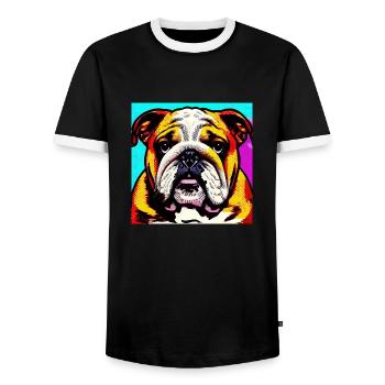 Bulldog PopArt - T-shirt contrasté Homme - noir/blanc - Devant - AI Model Female 172 light (172cm) & AI Model Male 178 light (178cm)