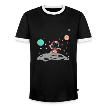 astronaute rouge blanc - T-shirt contrasté Homme - noir/blanc - Devant - AI Model Female 172 light (172cm) & AI Model Male 178 light (178cm)