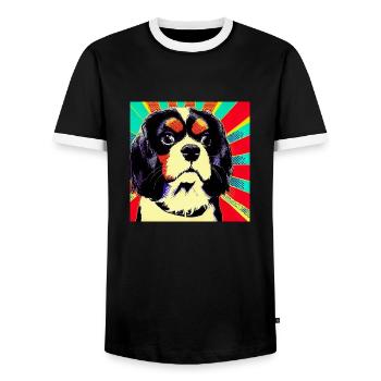 Cavalier King Charles Spaniel Pop Art - Männer Kontrast-T-Shirt - Schwarz/Weiß - Vorne - AI Model Female 172 light (172cm) & AI Model Male 178 light (178cm)