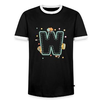 Letter w vehicle - personalized child gift - Men's Ringer Shirt - black/white - Front - AI Model Female 172 light (172cm) & AI Model Male 178 light (178cm)
