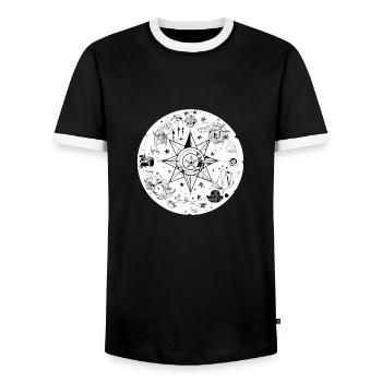 Abstract Star - Men's Ringer Shirt - black/white - Front - AI Model Female 172 light (172cm) & AI Model Male 178 light (178cm)