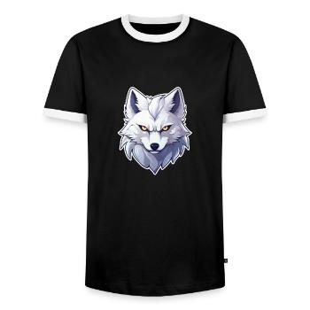 Wolf Anime - Men's Ringer Shirt - black/white - Front - AI Model Female 172 light (172cm) & AI Model Male 178 light (178cm)