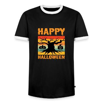 Happy Halloween - Men's Ringer Shirt - black/white - Front - AI Model Female 172 light (172cm) & AI Model Male 178 light (178cm)