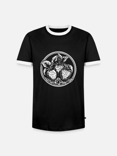 Erdbeere Obst Frucht - Männer Kontrast-T-Shirt - Schwarz/Weiß