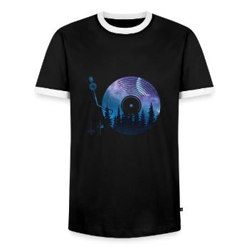 Musique DJ Vinyle Vintage - T-shirt contrasté Homme - noir/blanc - Devant - AI Model Female 172 light (172cm) & AI Model Male 178 light (178cm)