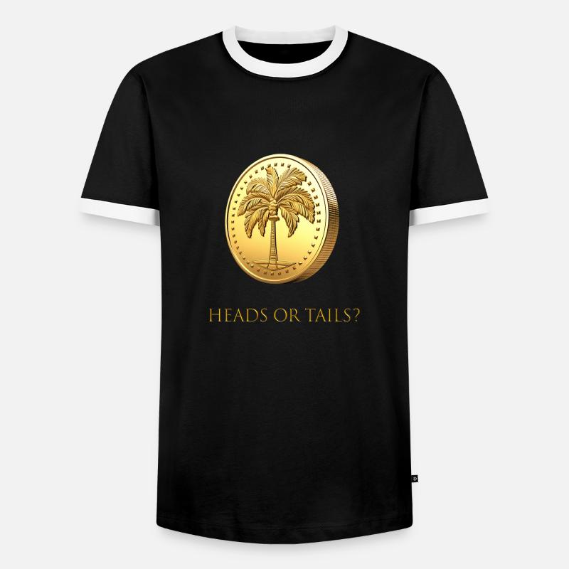 Goldener Münzwurf „Kopf oder Zahl?“ englisch - Männer Kontrast-T-Shirt - Schwarz/Weiß