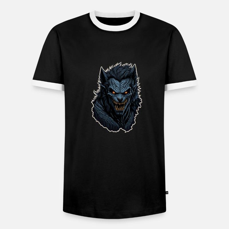 Werwolf - Männer Kontrast-T-Shirt - Schwarz/Weiß