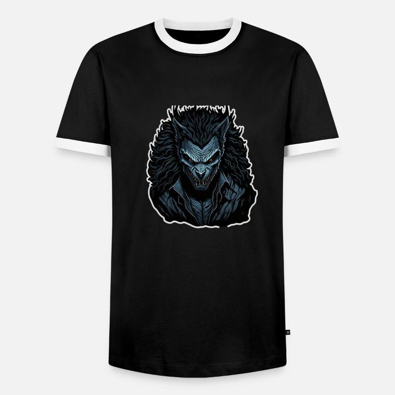Werewolf - Men's Ringer Shirt - black/white
