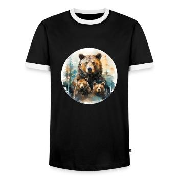 Ours Papa Ours Maman Ours Enfants Ours Ours et Garçon - T-shirt contrasté Homme - noir/blanc - Devant - AI Model Female 172 light (172cm) & AI Model Male 178 light (178cm)