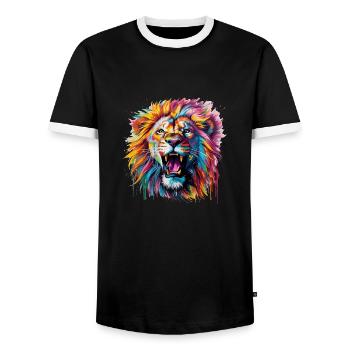 crinière colorée - T-shirt contrasté Homme - noir/blanc - Devant - AI Model Female 172 light (172cm) & AI Model Male 178 light (178cm)