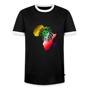 Afrique Lion symbole continent africain force - T-shirt contrasté Homme - noir/blanc - Devant - AI Model Female 172 light (172cm) & AI Model Male 178 light (178cm)