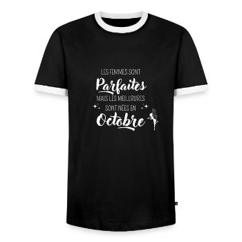 Femmes parfaites nées en octobre - T-shirt contrasté Homme - noir/blanc - Devant - AI Model Female 172 light (172cm) & AI Model Male 178 light (178cm)