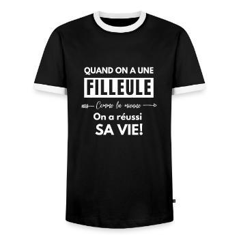 quand on a une filleule comme la mienne - T-shirt contrasté Homme - noir/blanc - Devant - AI Model Female 172 light (172cm) & AI Model Male 178 light (178cm)