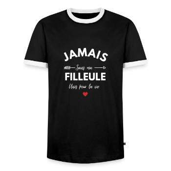 Jamais Sans Ma filleule Unis Pour La vie - T-shirt contrasté Homme - noir/blanc - Devant - AI Model Female 172 light (172cm) & AI Model Male 178 light (178cm)