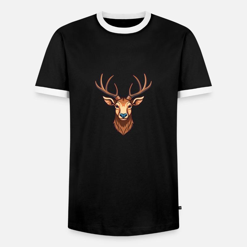 Deer, Deer Head - Men's Ringer Shirt - black/white