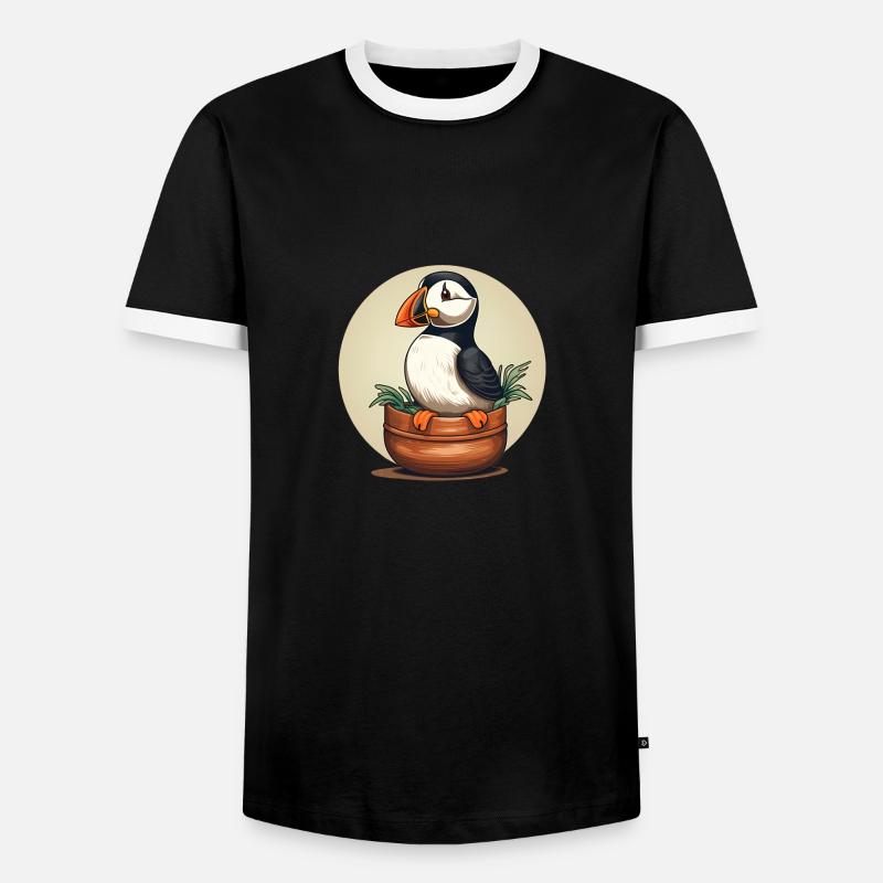 Puffin - Men's Ringer Shirt - black/white