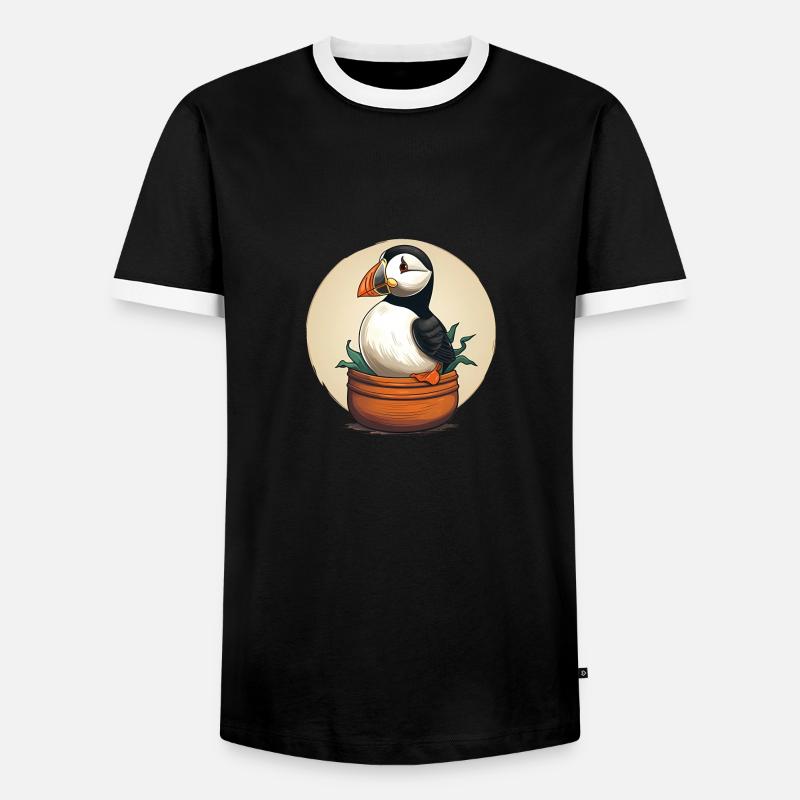 Puffin - Men's Ringer Shirt - black/white