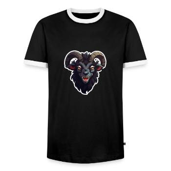 Goat goat goat creepy - Men's Ringer Shirt - black/white - Front - AI Model Female 172 light (172cm) & AI Model Male 178 light (178cm)