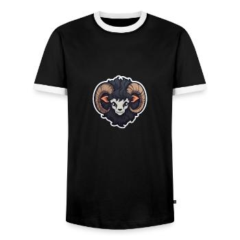 Goat goat goat creepy - Men's Ringer Shirt - black/white - Front - AI Model Female 172 light (172cm) & AI Model Male 178 light (178cm)
