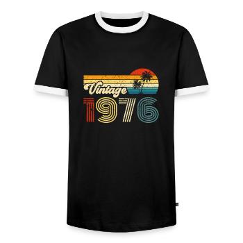 Millésime 1976 - T-shirt contrasté Homme - noir/blanc - Devant - AI Model Female 172 light (172cm) & AI Model Male 178 light (178cm)