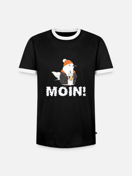 Moin Moin Möwe! - Männer Kontrast-T-Shirt - Schwarz/Weiß