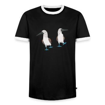 Blue-footed Booby Seabird Blue-footed Booby Seabird - Men's Ringer Shirt - black/white - Front - AI Model Female 172 light (172cm) & AI Model Male 178 light (178cm)