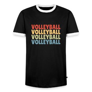 Retro Volleyball Sports Spiker Vintage - Men's Ringer Shirt - black/white - Front - AI Model Female 172 light (172cm) & AI Model Male 178 light (178cm)