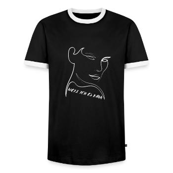 BECAUSE I CAN - Woman's face - Men's Ringer Shirt - black/white - Front - AI Model Female 172 light (172cm) & AI Model Male 178 light (178cm)