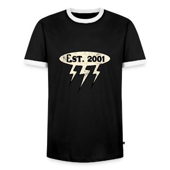 Millésime 2001 - T-shirt contrasté Homme - noir/blanc - Devant - AI Model Female 172 light (172cm) & AI Model Male 178 light (178cm)