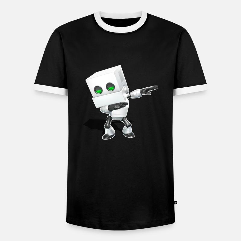 Dabbing Chibi Roboter - Männer Kontrast-T-Shirt - Schwarz/Weiß