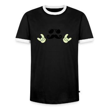 Visage froid - T-shirt contrasté Homme - noir/blanc - Devant - AI Model Female 172 light (172cm) & AI Model Male 178 light (178cm)
