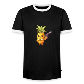 Angriffslustige Ananas - Männer Kontrast-T-Shirt - Schwarz/Weiß - Vorne - AI Model Female 172 light (172cm) & AI Model Male 178 light (178cm)