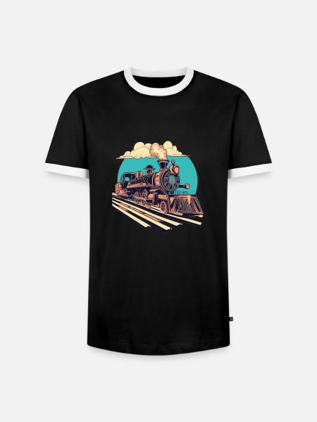 Bahnhof - Männer Kontrast-T-Shirt - Schwarz/Weiß
