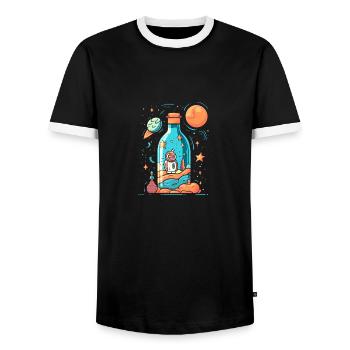 Astronaute de la Voie lactée - T-shirt contrasté Homme - noir/blanc - Devant - AI Model Female 172 light (172cm) & AI Model Male 178 light (178cm)