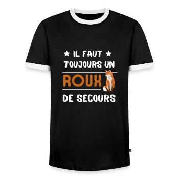 Il faut toujours un Roux de secours - T-shirt contrasté Homme - noir/blanc - Devant - AI Model Female 172 light (172cm) & AI Model Male 178 light (178cm)