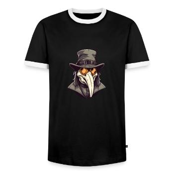 Plague Doctor Doctor Doctor - Men's Ringer Shirt - black/white - Front - AI Model Female 172 light (172cm) & AI Model Male 178 light (178cm)