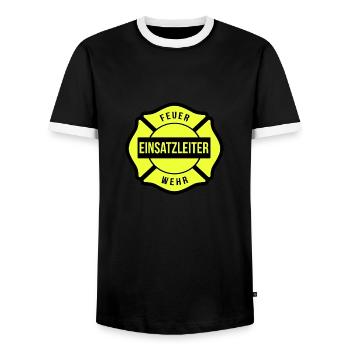Head of Fire Brigade - Men's Ringer Shirt - black/white - Front - AI Model Female 172 light (172cm) & AI Model Male 178 light (178cm)